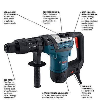 BOSCH 1-9/16-Inch SDS-Max Combination Rotary Hammer RH540M, Blue - WoodArtSupply