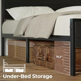 Rolanstar Bed Frame Twin Size with Charging Station, LED Twin Bed Frame with Wood Headboard, Platform Bed with Metal Slats & Under Bed Storage, No Box Spring Needed, Noise Free, Black Oak Rolanstar