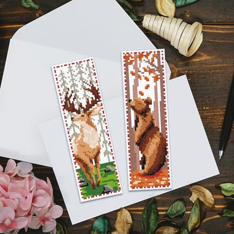 ACRNIGHEET 6 PCS Cross Stitch Bookmark Kit Animals Patterns DIY Stamped Embroidery Bookmark Kit DIY Bookmarks Crossstitch Kits Adul Stamped Embroidery Bookmarks with Instructions 11CT ACRNIGHEET