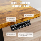 Veken 63 Inch Electric Standing Desk, Height Adjustable Sit Stand Up, Wood Desktop, Work Home Office Computer PC Table, Tall Standup Workstation, Gaming Writing Study Bedroom Rising Desks, Brown Veken