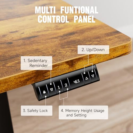 Veken 63 Inch Electric Standing Desk, Height Adjustable Sit Stand Up, Wood Desktop, Work Home Office Computer PC Table, Tall Standup Workstation, Gaming Writing Study Bedroom Rising Desks, Brown Veken