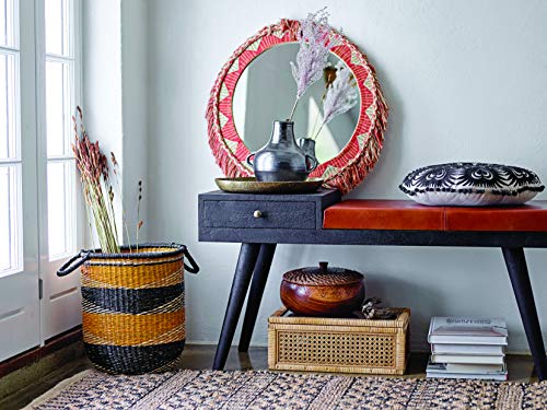 Creative Co-Op Modern Decorative Rectangle Woven Rattan and Wood Display Boxes with Glass Top, Set of 2 Sizes, Natural Finish Creative Co-Op