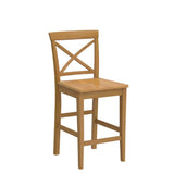 East West Furniture PBS-OAK-W Pub Counter-Height Bar Stool - Pub Height Kitchen Chairs, Set of 2, Oak East West Furniture