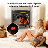 ZAFRO 24" Freestanding Electric Fireplace Stove with Remote Control, Fireplace Heater with Adjustable Flame Color and Brightness, Timer/Sleep Mode/Overheat Protection for Bedroom, Living Room(Black) ZAFRO