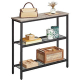 HOOBRO 29.5" Narrow Console Table, 3-Tier Entryway Table, Thin Sofa Table with Shelves, Side Table, Display Table, for Hallway, Entrance, Living Room, Bedroom, Greige and Black BG73XG01 HOOBRO