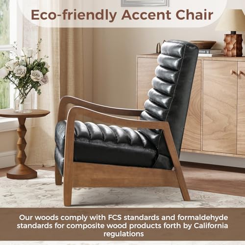 CANMOV Push Back Recliner Chair Set of 2, Faux Leather Pushback Reclining Chair with Padded Seat, Wingback Recliner Single Sofa Recliner for Living Room Apartment, Brown
