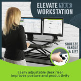 TechOrbits Standing Desk Converter - 32 Inch Adjustable Sit to Stand Up Workstation, Particle Board, Dual Monitor Desktop Riser with Keyboard Tray, for Home Office Laptop, Black 32" TechOrbits