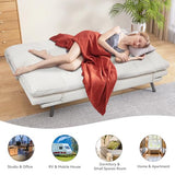AMICLIBER Convertible Faux Leather Futon Sofa Bed,Memory Foam Futon Couch,Small Splitback Modern Folding Loveseat Sleeper Sofa Couches for Living Room,Office,Apartment,White AMICLIBER