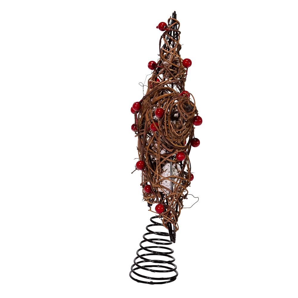Kurt S. Adler 12-Inch Natural Brown Star Treetop with Berries Tree Topper, Multi Kurt S. Adler