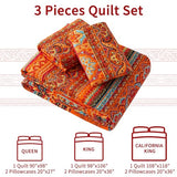 VAPUTAR Cotton Quilt Twin Size Bedding Set - 2 Pieces Twin Quilt Bedding Set, Boho Twin Size Quilts, Lightweight Reversible Coverlets Bedspreads for Farmhouse Bedroom (Red/Orange) VAPUTAR