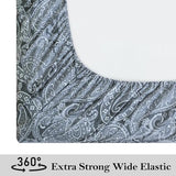 KACEMOO Bed Sheets Queen Size, 4 Piece Gray Paisley Sheets, 17" Deep Pocket Floral Pattern Sheets Queen, Soft Luxury Brushed Microfiber Sheets, Easy Care Breathable Bedding Set KACEMOO