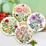 LSLFQYQSK Beginners Embroidery Kits - Flower DIY Cross Stitch Kits,Including,Stamped Flower Patterns,Hoop,Color Threads,Tools (Style A)