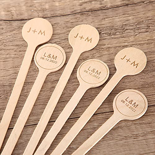 grr 100pcs Custom Wooden Stir Sticks for Wedding,Personalized Wooden Stir Sticks,Custom Engraved Coffee Stirrers,Wedding Decor (100 Pcs,15 CM) - WoodArtSupply