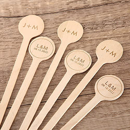 grr 100pcs Custom Wooden Stir Sticks for Wedding,Personalized Wooden Stir Sticks,Custom Engraved Coffee Stirrers,Wedding Decor (100 Pcs,15 CM) - WoodArtSupply