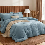Bedsure King Size Comforter Set, Dusty Blue Soft Prewashed Bedding for All Seasons, 7 Pieces Warm Winter Down Alternative Bed Set, Fluffy Bed in a Bag with Sheets, Pillowcases & Shams Bedsure