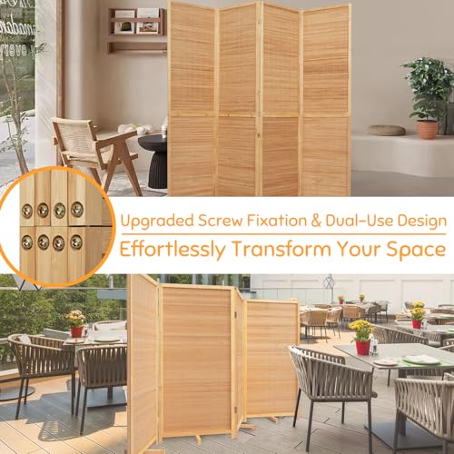 Bamboo Room Divider Folding Privacy Screens, Wall Divider for Room Separation, Portable Room Partitions and Dividers, 5.6FT Bamboo Mesh Woven Room Divider Panel (Brown, 4 Panel) JVVMNJLK