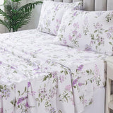 FADFAY Twin XL Botanical Sheets for College Percale Cotton Teal Green Leaves Patterned Bed Sheet Minimalist Bedding Dorm Room Soft Crisp & Cool Deep Pocket Fitted Sheet, 4Pc, Twin Extra Long Sheet FADFAY
