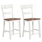 Giantex 24.5" Wooden Bar Stools Set of 2 - Farmhouse Style Rubber Wood Dining Chairs with Backrest & Footrest Giantex