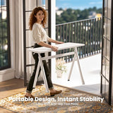 WALKINGDESK Standing Desk, 4-Leg Pneumatic Adjustable Desk for Walking Pad Treadmill - Stable No Wobble Fixed Frame, 32” Computer Desk with Fabric Drawer for Home Office, Gaming Desk, White WALKINGDESK