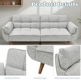 Trygoal Convertible Futon Sofa Bed, Modern Futon Couch with 2 Pillows, Small Futons Couch with Adjustable Armrest & Backrest, Loveseat Sofa Bed for Living Room, Bedroom, Gray Trygoal
