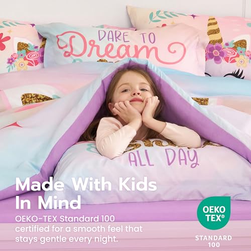 Joiedomi Kid Twin Comforter Set 5 Piece Unicorn Bedding Set for Boys Girls Super Soft Microfiber Bed in a Bag with Comforter Sheets Pillowcase Sham Joiedomi