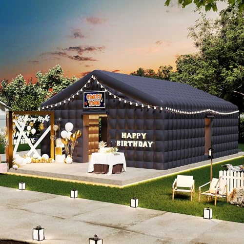 SPECRAFT 30x20x14 FT Large Inflatable Nightclub, Inflatable Tent for Parties with 2 Sides Escape Doors, Party Tent for Birthday Party/Outdoor Events, Black SPECRAFT