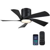 CHESUR Black Ceiling Fans with Lights - 36" Flush Mount Low Profile Ceiling Fan with Remote/App, Dimmable and 3CCT, Reversible, Modern Ceiling Fan Light for Indoor Bedroom, Kids Room CHESUR