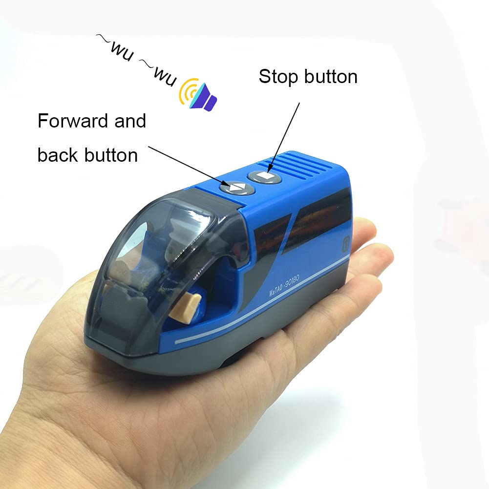 DSHMIXIA Battery Operated Train for Wooden Train Track Set Toys for Toddlers 3 4 5 Year Old Boys Kids Magnetic Couplings City Vehicle with Figures(Without Battery) DSHMIXIA