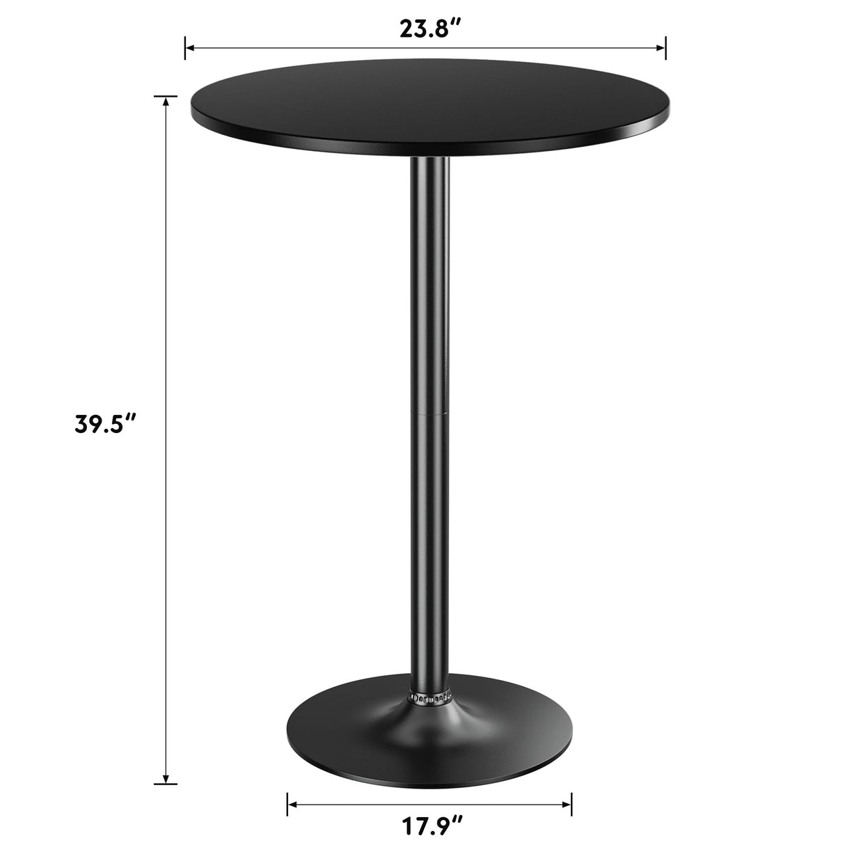 Shahoo Round Bar Table, Cocktail Tables with Metal Base & MDF Top, for Bistro Pub, Cafe, Black Shahoo