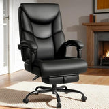 WAILOR 400lbs Office Chair with Foot Rest, Reclining Big and Tall Office Chair with Lumbar Support Spring Cushion, High Back PU Leather Computer Chair,Comfy Desk Chair for Home Office WAILOR