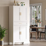 XIOMIOHTRQ Metal Storage Cabinet, 71” Tall Kitchen Pantry Cabinets, Steel File Cabinet with 4 Doors & Adjustable Shelves and Drawer for Kitchen, Dining Room, Living Room, Bathroom XIOMIOHTRQ