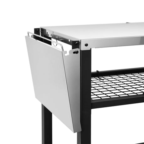 EDOSTORY Outdoor Grill Cart Table Pizza Oven Stand, Three-Shelf Stainless Steel Food Prep Table Patio BBQ Grill Table Bar Cart Kitchen Island with Wheels EDOSTORY