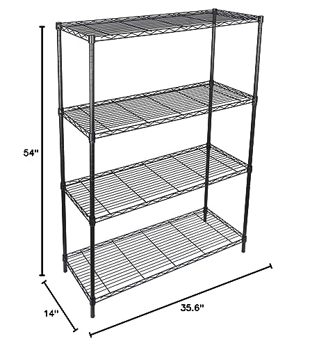 ZENY 4-Shelf Adjustable, Heavy Duty Storage Shelving Unit, Steel Organizer Wire Rack, Storage Rack with Leveling Feet for Kitchen Office Garage ZENY