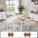 VOWNER 63” Extendable Dining Table Set for 4-6 People, 5-Piece Dining Table Set for 4 People with 4 Chairs, Kitchen Table Set with MDF Board and Metal Frame, for Small Space, Apartment, Nature Wood VOWNER