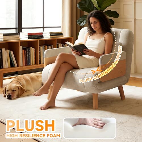 Vakdle 35.43“ Sofa Bed,Adjustable Backrest&futon Sofa Bed, Modern Convertible Sleeper Chair for Bedroom，Small Spaces,Dorm, Living Room,Office Vakdle