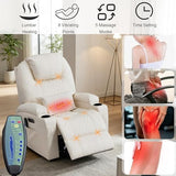 AHMED Rocking Recliner Nursery Chair, Dual Motor Power Swivel Glider Recliner with Heat & Massage, Nursery Recliner Chair with USB A/C Ports, Cup Holders & LED Light for Living Room & Bedroom, Beige
