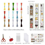 FREEBLOSS 6 Set Cross Stitch Bookmark Kit Counted Cross Stitch Kit Embroidery Bookmarks with Instruction Cartoon Cat Embroidery Kit for Beginners Adults 8''x2.4''