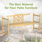 Outdoor Bench, 4 ft Patio Wooden Bench, Weatherproof Sturdy Wood Frame Garden Bench, 2-Person Loveseat with Armrests and Backrest, 800Lbs Weight Capacity, for Porch, Entryway - 22"D x 47.5"W x 34"H B