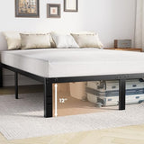 DUMOS Full Size Bed Frame - Metal Platform Bed Frames Mattress Foundation with Steel Slat Support, No Box Spring Needed, Storage Space Under Base, Easy Assembly, Black DUMOS