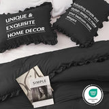HARBOREST Lightweight 2 Pieces Black Ruffle Bed Set Vintage Farmhouse Soft Comforter Set Twin with 1 Pillow Shams(Twin/Twin XL, 66x92 inches, Black) HARBOREST