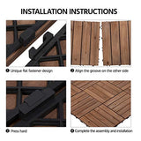 Yaheetech 11pcs Tiles Patio Deck Tiles Interlocking Wood Patio Tiles Patio Garden Deck Poolside Indoor&Outdoor 12 x 12in, Brown Yaheetech