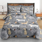 Pamnest Comforter Set King Size, Cute Dog 7 Pcs Bedding for Kids and Adults, Animal Nursery Pet Bed Sheet Sets with Fitted Sheet 2 Pillowcases & 2 Shams for Bedroom Bed Decor Pamnest
