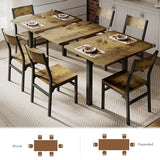 iPormis 7-Piece Dining Table & Chairs Set for 4-6, 63" Extendable Kitchen Table with 6 Chairs, Dining Room Table with MDF Board & Metal Frame, Perfect for Small Space,Easy Assembly, Rustic Brown iPormis