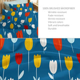 Blue Duvet Cover Set Small Single Size, 2-Piece Reversible Bedding Set, Brushed Microfiber Bedding with Zipper Closure & Corner Ties, Soft Breathable Minimalist Plants Fresh Flowers Duvet Cover Generic