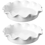 LE TAUCI Ceramic Pie Pans for Baking, 11 Inches Deep Dish Pie Plate for Apple Pie, Pot Pie, 48 Ounce Baking Dish with Ruffled Edge, Set of 2, White LE TAUCI