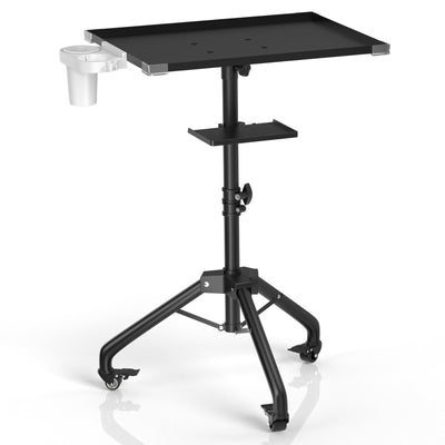 Salon Tray Cart on Wheels with Stand Rack Tray, Premium Iron Alloy Tattoo Tray Height Adjustable Salon Service Tray with 360 Degree Mute Universal Tricycle for Tattoo Work, SPA and Dental Tray