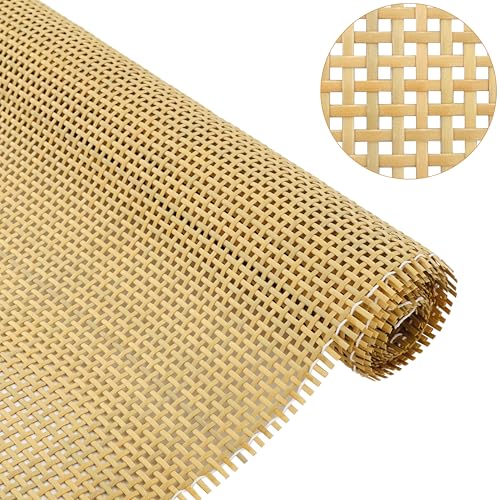 Plastic Rattan Square Webbing Roll, 16 in x 6.6 Ft, Faux Cane Webbing for DIY Home Decor Projects, Pre-Woven Open Mesh for Furniture, Bed, Cabinet, Wardrobe, Room Divider, Light Shade Laphivieh