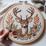 Huacan 1pc Stitched Deer with Floral Embroidery Kit - Handmade Craft Set for Creative Hobby & Unique Gift