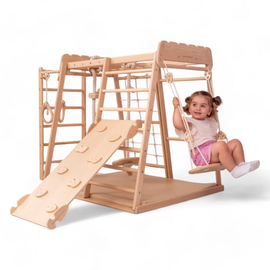 WoodandHearts Indoor Playground, Indoor Jungle Gym for Kids Ages 1-4, Toddler Jungle Gym Indoor, Indoor Gym for Kids Climbing Gym, Wooden Jungle Gym Indoor, Wood Climbing Gym for Toddlers, Made in EU