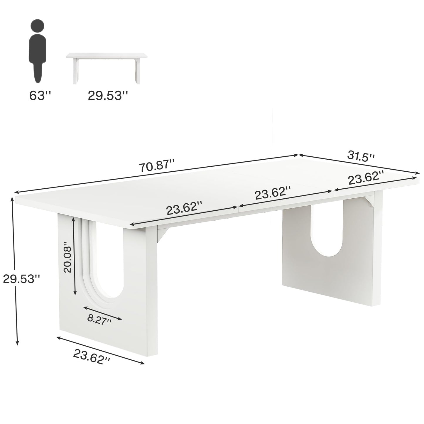 Tribesigns Modern Executive Desk, 70.9" Large Office Computer Desk, Conference Table Meeting Room Table, Simple White Workstation Business Furniture for Home Office - WoodArtSupply